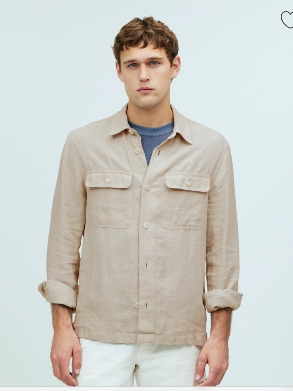 Madewell Men's Straight Hem Work Shirt in Garment-Dyed Linen Size M NEW Natural